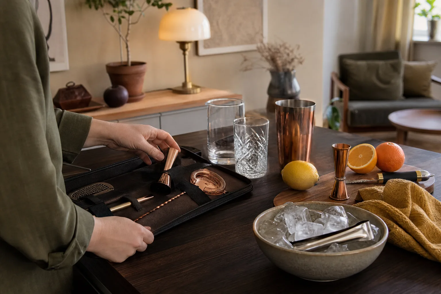 Större cocktailkit med flera verktyg