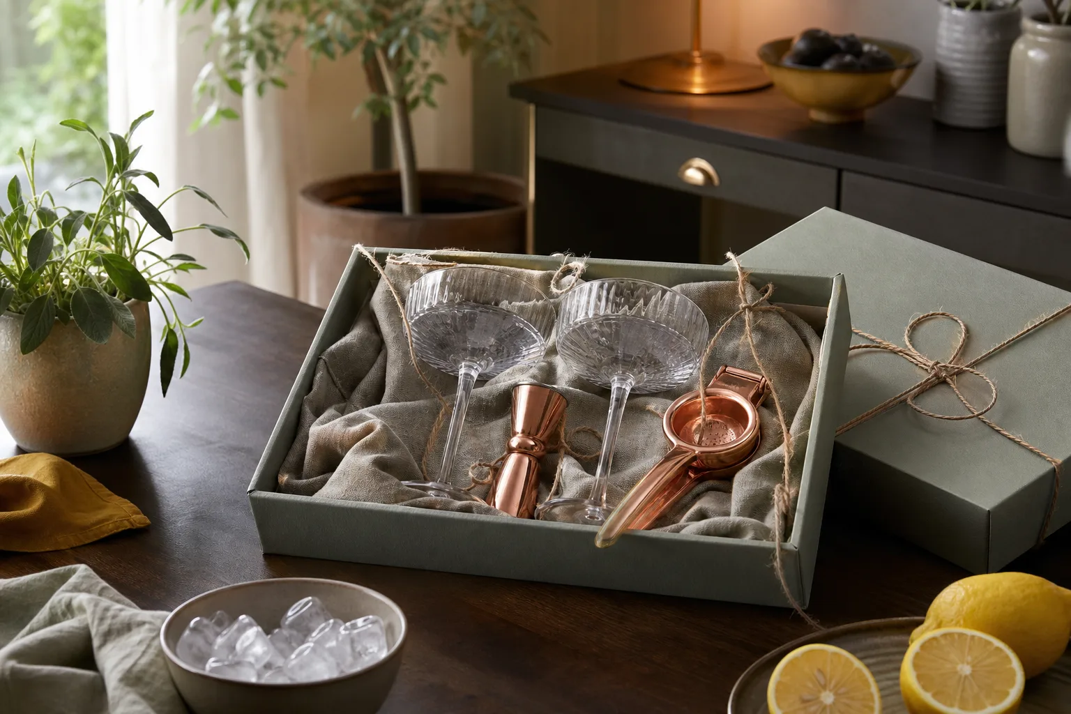 GT-glas och verktyg i presentlåda