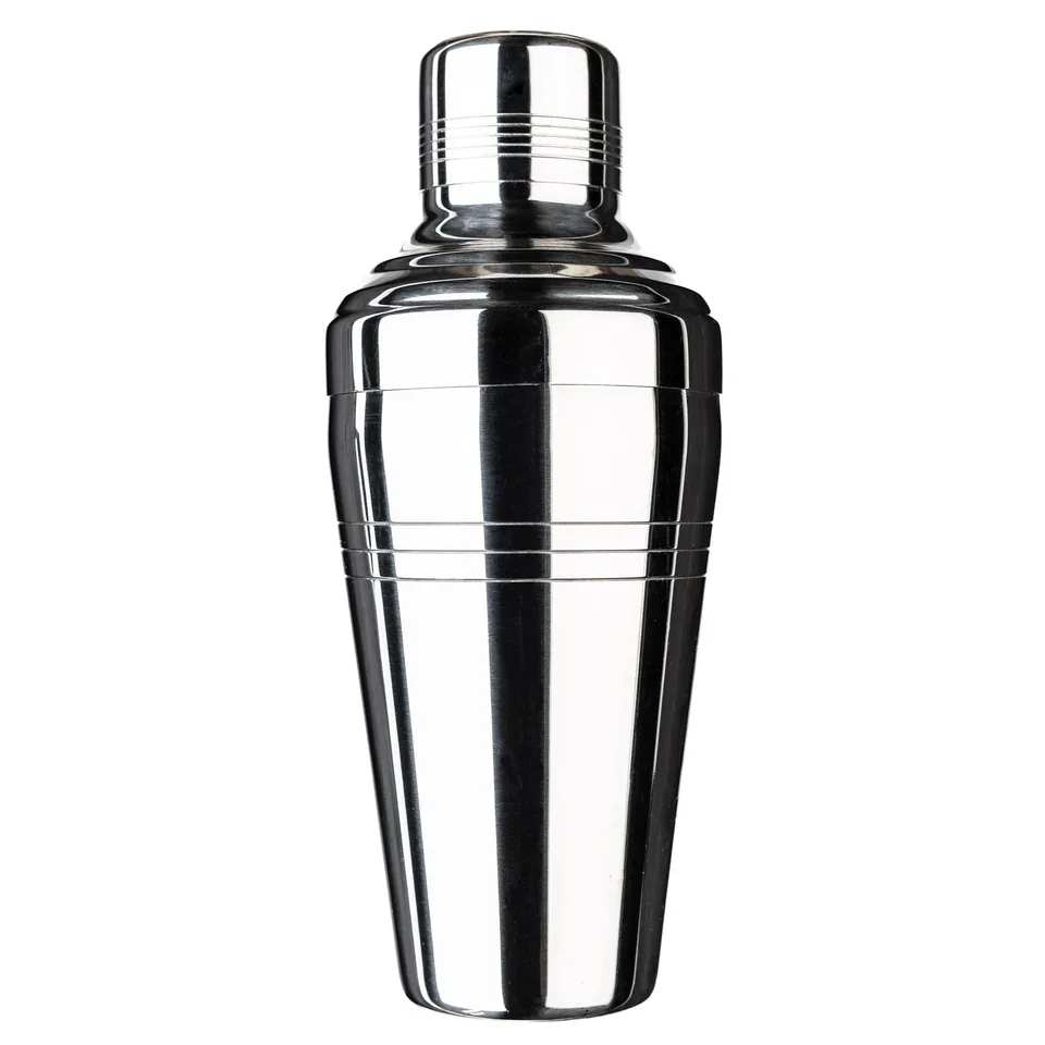 Tredelad cocktailshaker i rostfritt stål med lock och sil