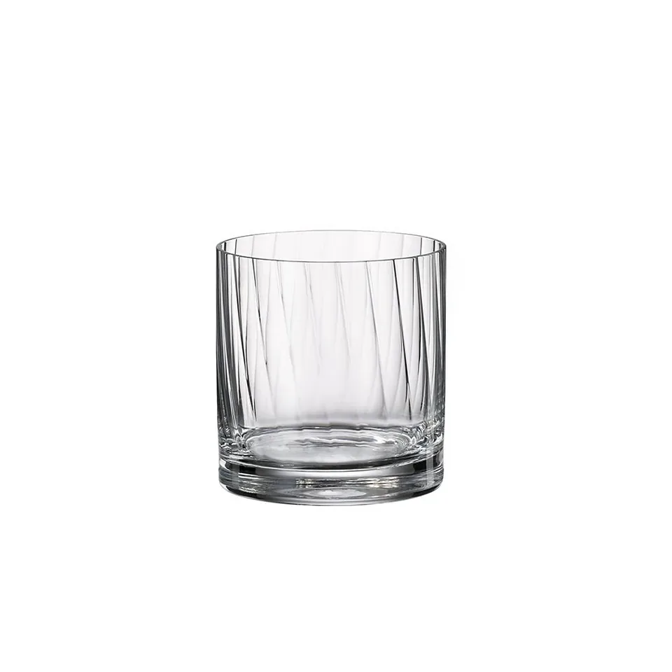Sex whiskyglas i kristall med kraftig botten