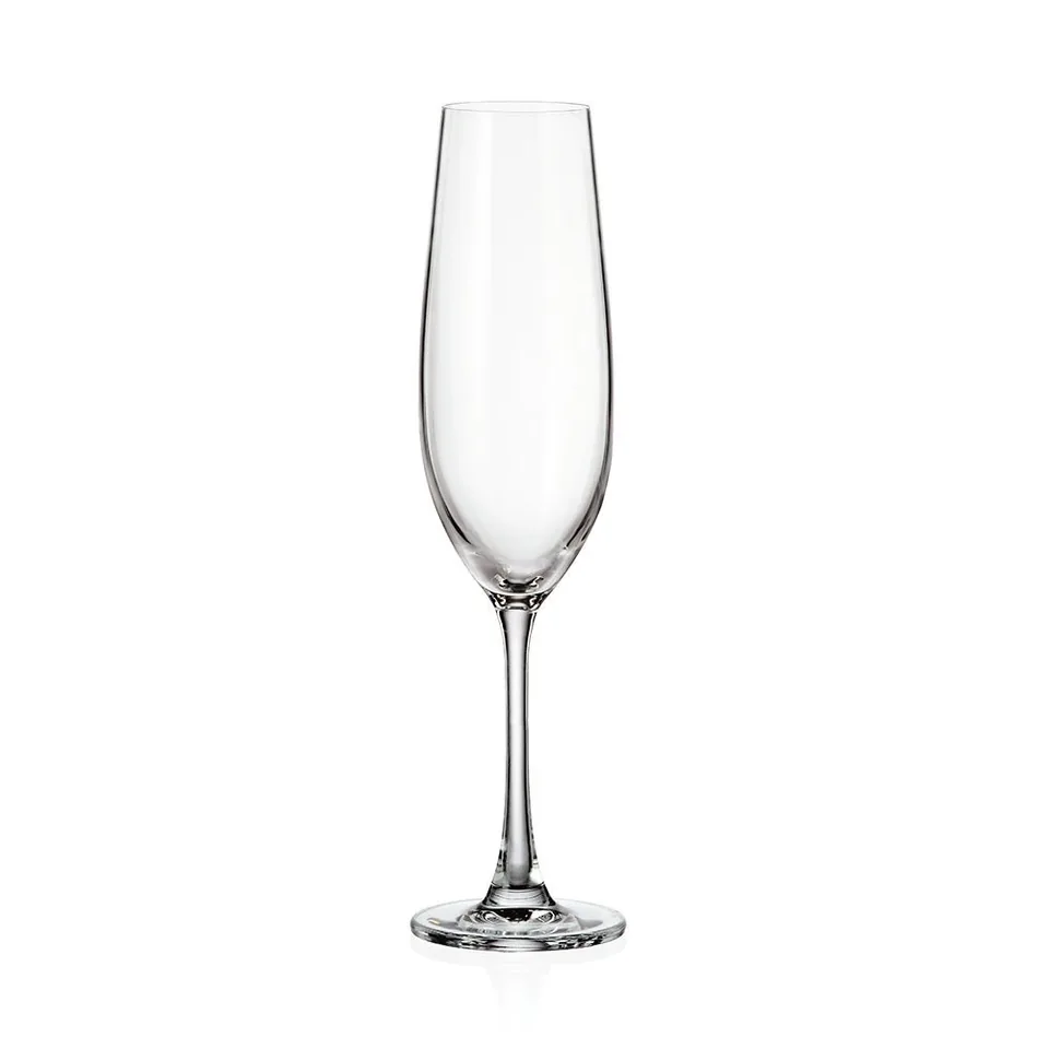 Sex champagneglas i kristallglas på 26 cl