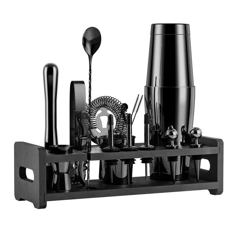 Cocktailshaker Set Med Ställ - Gunmetal