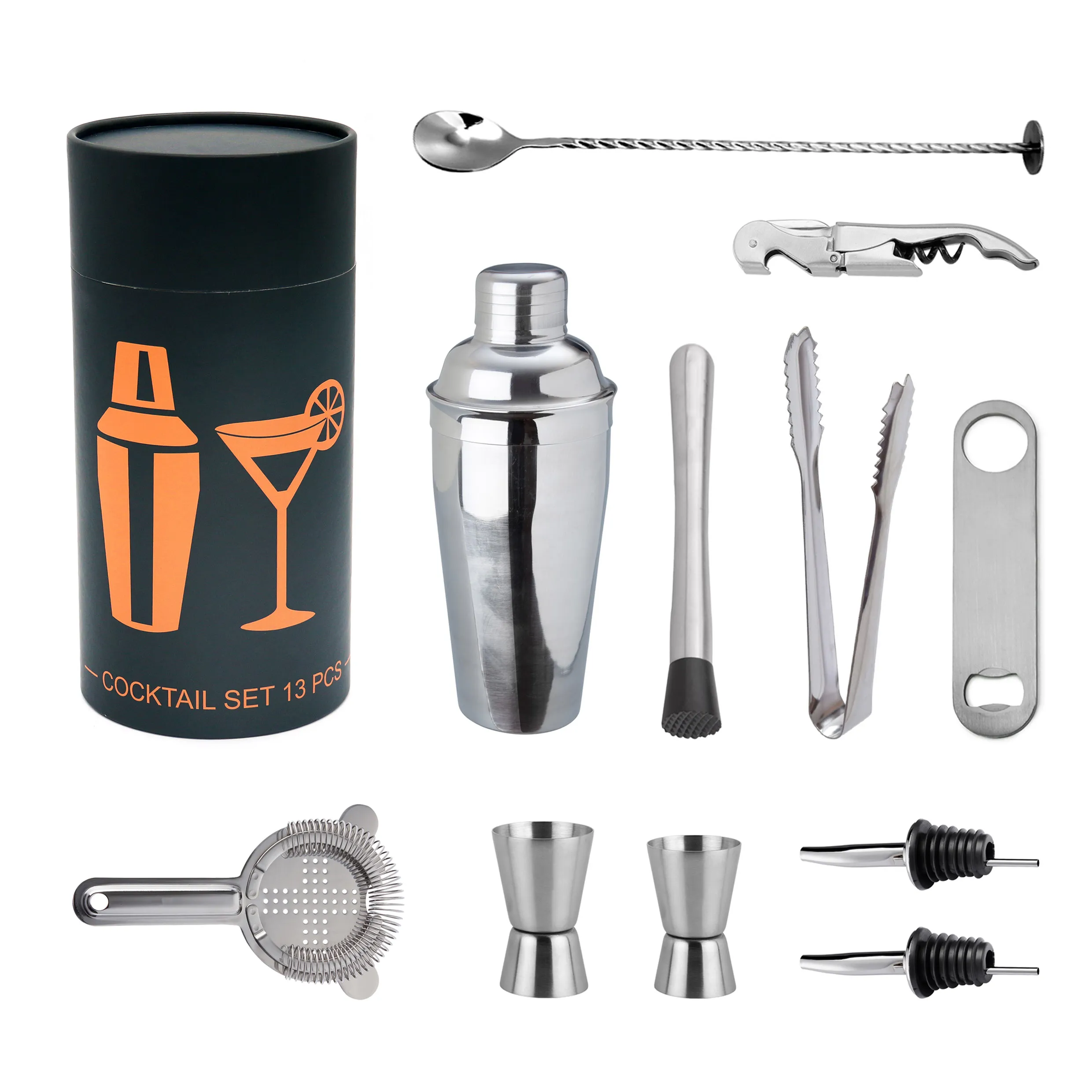 Stålbarset med Cocktailshaker – 13 Delar